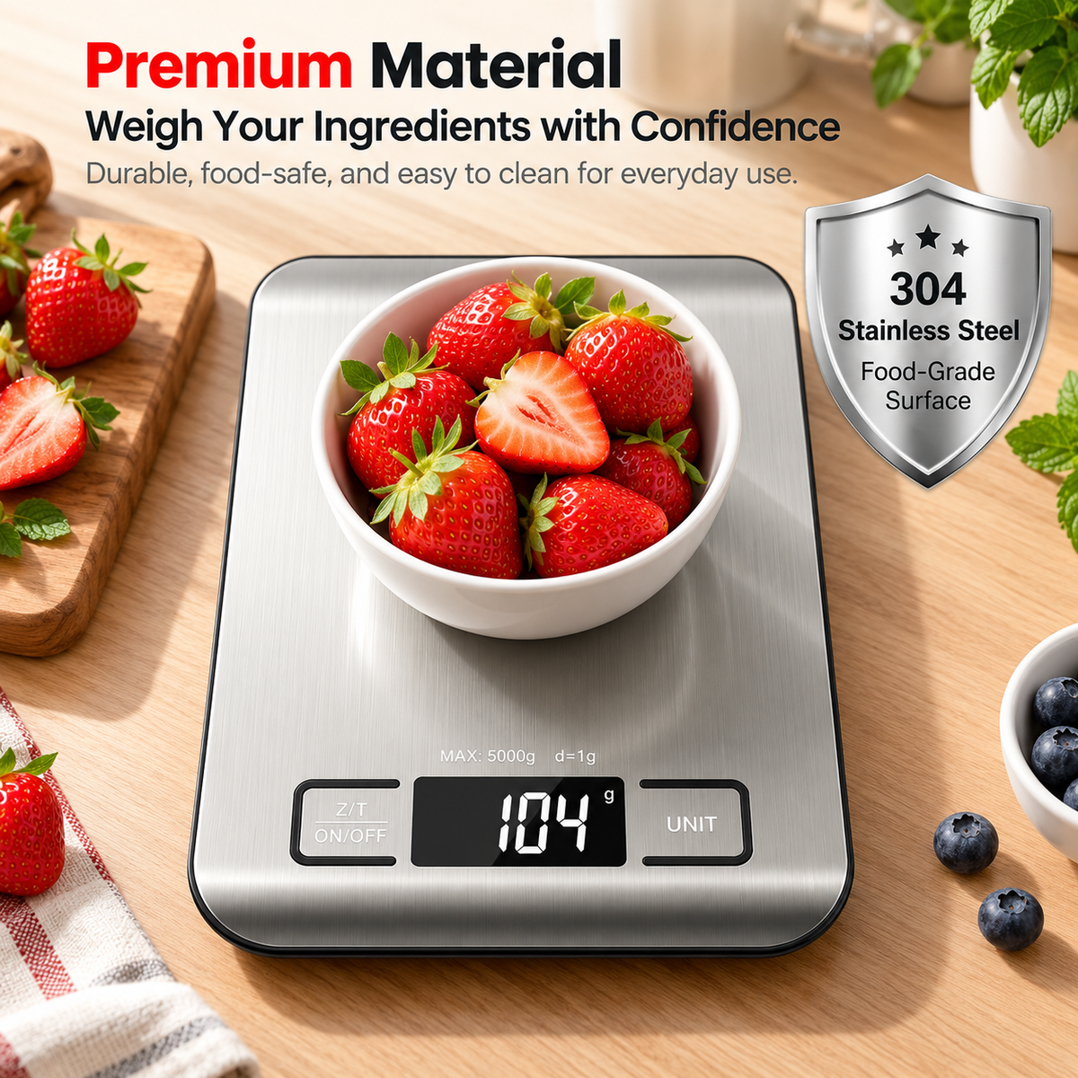 Digital Kitchen Food Scale with 6 Units & 1g Precision