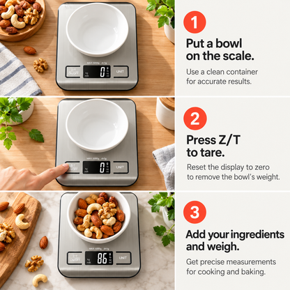 Digital Kitchen Food Scale with 6 Units & 1g Precision