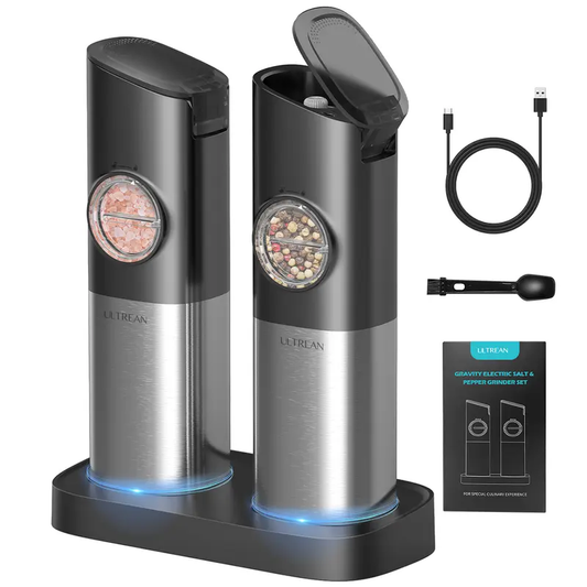 Rechargeable Electric Salt & Pepper Grinder Set with Adjustable Coarseness