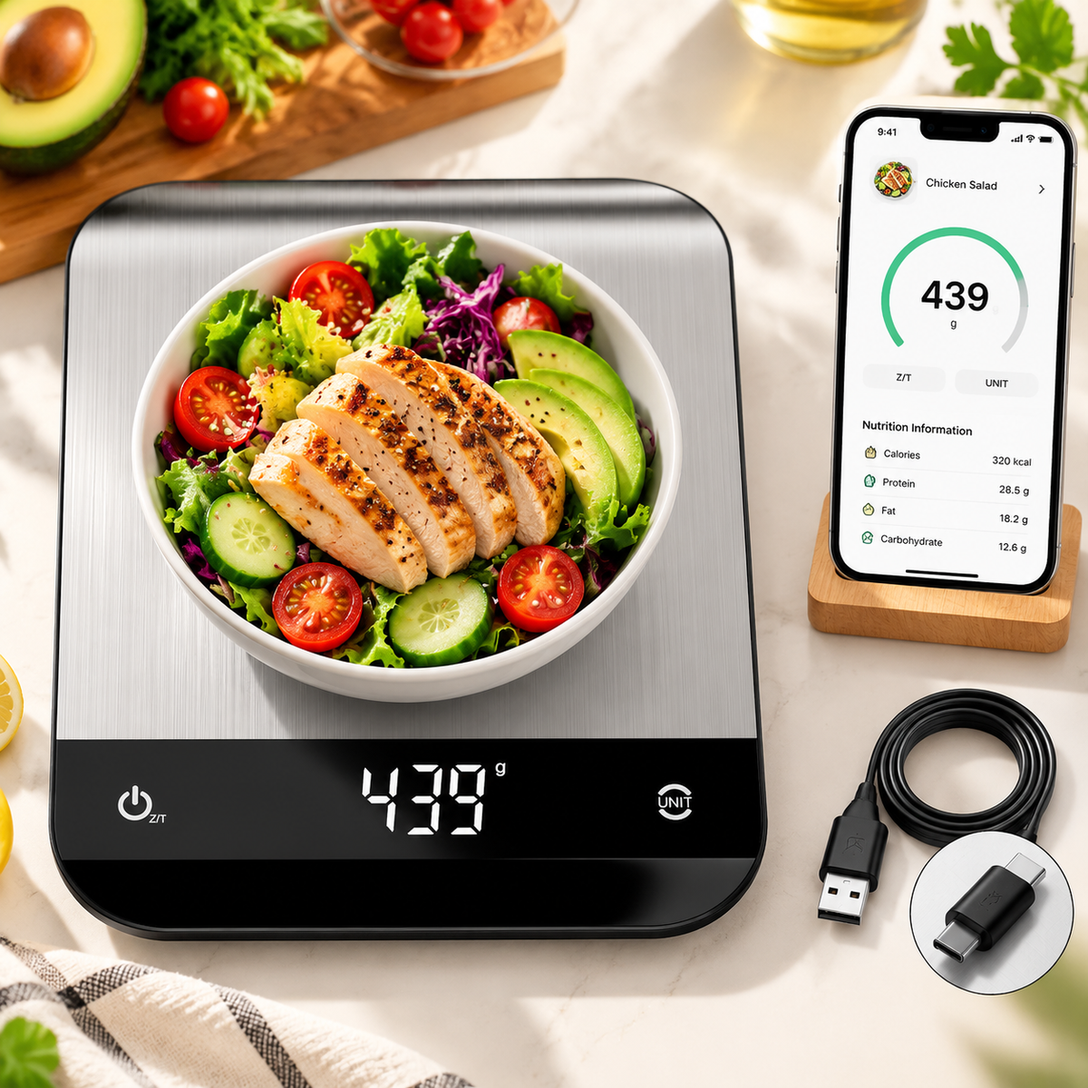 Digital Kitchen Food Scale with 6 Units & 1g Precision